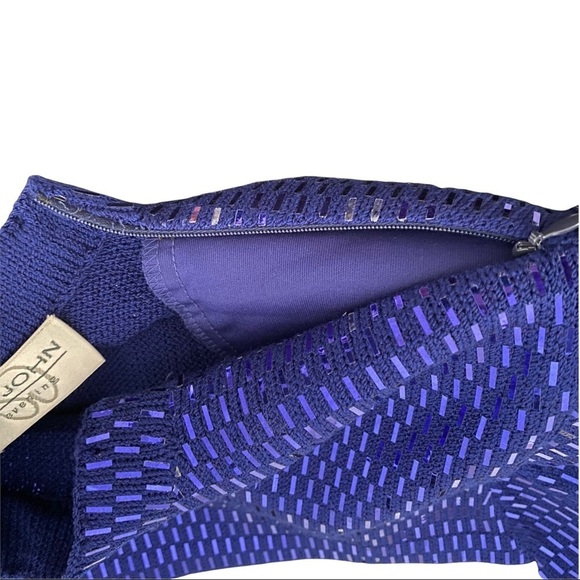 St. John Evening Black Cobalt Blue Sequined Evening Dress Cocktail Party Luxe 10 - Picture 12 of 14